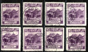 Liechtenstein Sc# 96 Used lot/8 1930 10rp Mountain Cattle