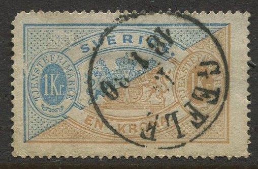 Sweden #O11 Official Stamps 1874 VFU Perf. 14 CV$65.00.