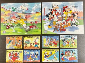 Tanzania Disney 2 Special Occasions Souvenir Sheets  plus 8 singles 1988