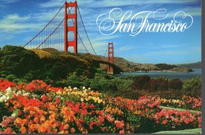 POSTCARD California - Golden Gate Bridge & Fragrant Flowers -  Unaddressed