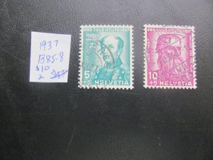 SWITZERLAND 1937 USED SC B85-86  SET VF/XF $10 (185)