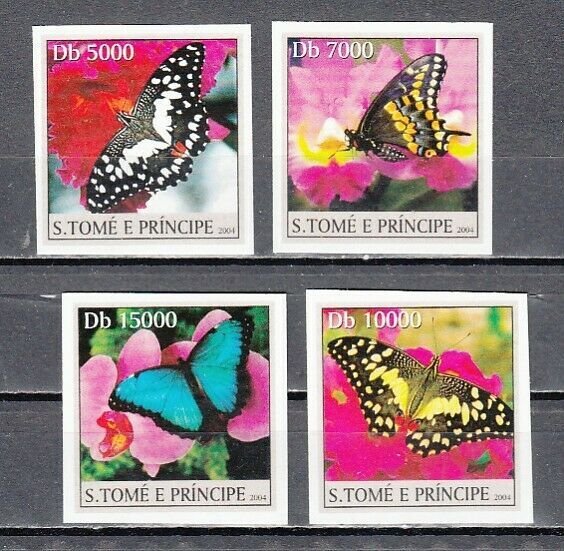 St. Thomas, 2004 issue. Butterflies, IMPERF issue. ^