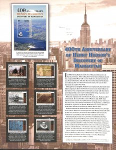 Postal Commemorative Society Stamp Panel MNH, Dominica, Henry Hudson, Manhattan