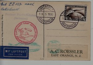Germany/USA Zeppelin card 19.5.30