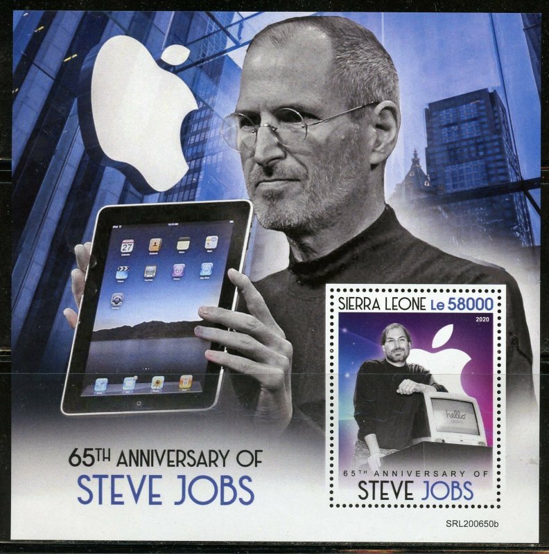 SIERRA LEONE 2020  65th  ANIVERSARY OF STEVE JOBS  SOUVENIR SHEET MINT NH