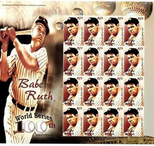 Maldives 2004 - Babe Ruth - World Series - Sheet Of 16 stamps - Scott #2825 MNH