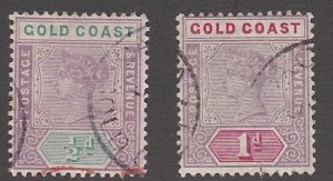 Gold Coast # 26-27, Queen Victoria, Used, 1/3 Cat.