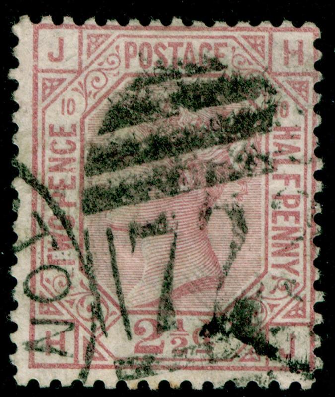 SG141, 2½d rosy mauve PLATE 10, USED. Cat £75. HJ