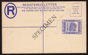 BRUNEI 1935 Registered Envelope 15c SPECIMEN Tan RE1 cat MR950 for normal. 