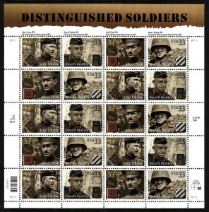 USA-Sc#3393-6- id12-unused NH sheet-Distinguished Soldiers-2000-