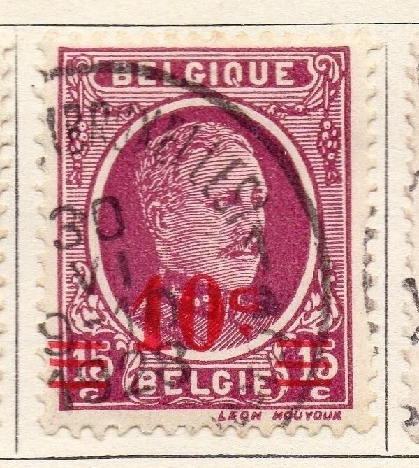 Belgium 1927 Early Issue Fine Used 10c. Surcharged 130866