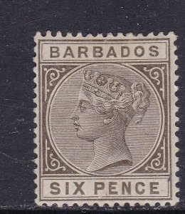 Barbados Scott 66, 1882 QV 6d, F/VF MLH. Scott $85