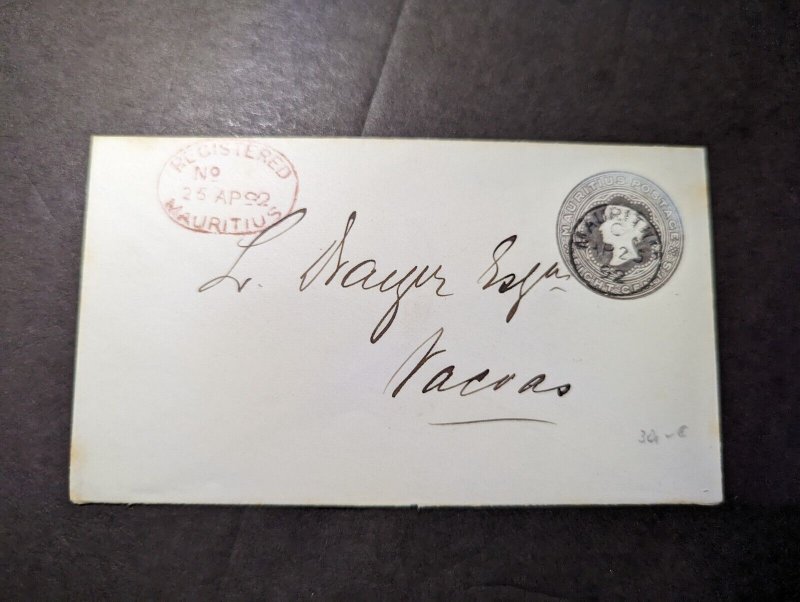 1892 Registered Mauritius Cover to Vacoas