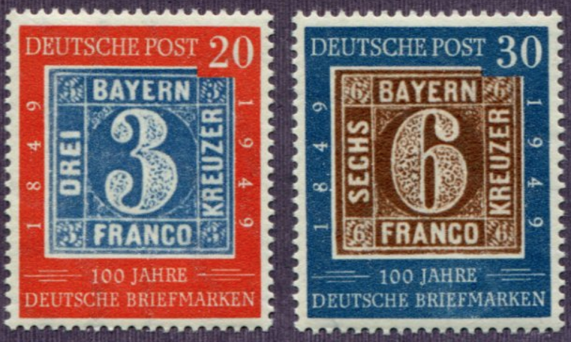 Germany 667-8 Mi114-5 YT2B-C SG1036-7 MNH CV$80 1949 German Stamp Centenary