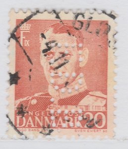 Perfin Denmark 1948-50 20o Used Stamp A19P48F985-