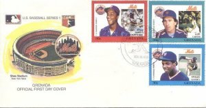 GRENADA 1988 BASEBALL NEW YORK SHEA STADIUM FDC CACHET 