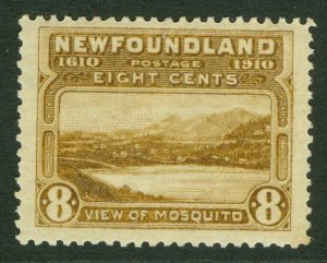 SG 101 Newfoundland 1910. 8c bistre-brown. A fine very lightly mounted mint...