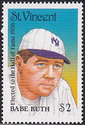 St Vincent 1988 Sc 1131 Babe Ruth Major League Baseball Player Great Stamp**