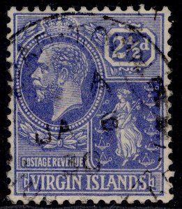 BRITISH VIRGIN ISLANDS GV SG95, 2½d bright blue, FINE USED. CDS