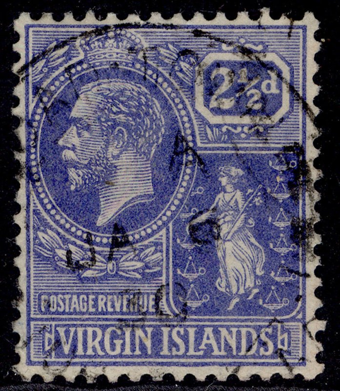 BRITISH VIRGIN ISLANDS GV SG95, 2½d bright blue, FINE USED. CDS