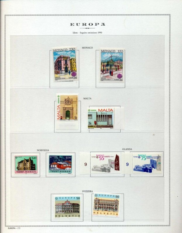 Europa 1990 Portugal Denmark Guernsey France MNH on 8 Pages(Appx 80)(ZA 548)