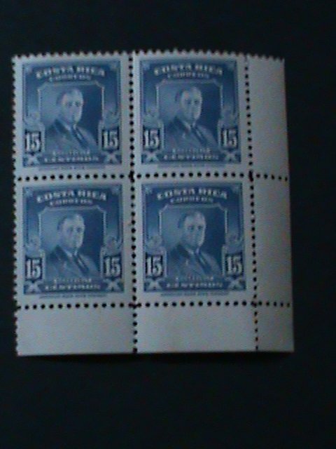 ​COSTA RICA-1947 SC#253 FRANKLIN D. ROOSEVELT VF-IMPRINT BLOCK-76 YEARS OLD