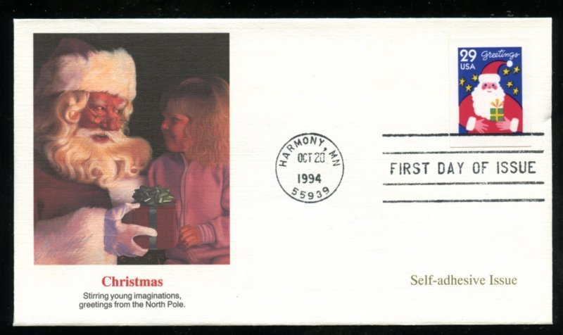 US 2873 Christmas 1994 Santa Claus UA Fleetwood cachet FDC
