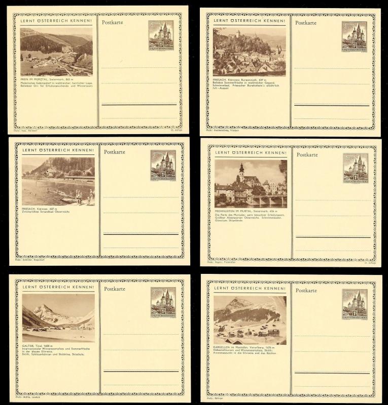 AUSTRIA (120) Scenery View Brown 1 Shilling Postal Cards c1950s ALL MINT UNUSED