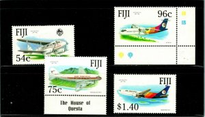 ES-1479 FIJI 1991 AIR PACIFIC 40TH ANNIVERSARY SCOTT 653-656 SET 4 MNH CV $13.50