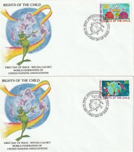 United Nations  NY  Rights of the Child  1991  Sc# 593-4 WFUNA Cachet