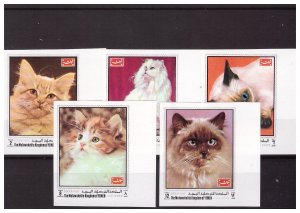 YEMEN Kingdom 1970 Cats 5 v set MNH IMPERFORATED