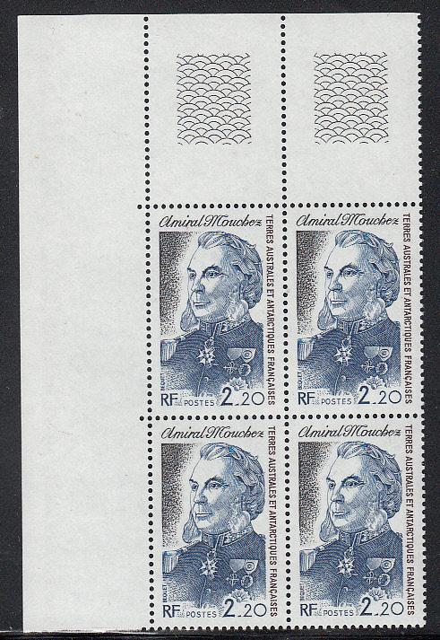 F.S.A.T.  #129 MNH Block of Four