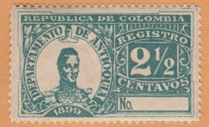 COLOMBIA - ANTIOQUIA 1899 SCOTT # F3. UNUSED. # 2