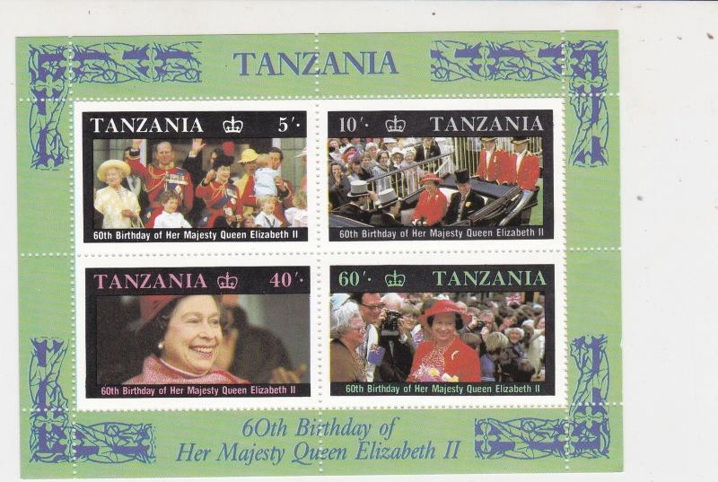 Tanzania 60th Birthday of Her Majesty Queen Elizabeth II MNH Stamps SheetRf25091