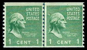 PCBstamps   US # 839 Coil Pair 2c(2x1c)George Washington, MNH, (12)