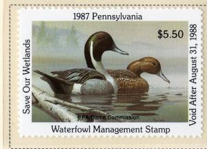 US PA5 PENN STATE DUCK STAMP 1987 MNH SCV $10.00 BIN $5.50