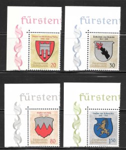 Liechtenstein Scott 386-89 MNHOG - 1964 Coats of Arms Set - SCV $2.00