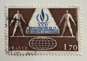 France 1978 Scott 1623 used- 1.70fr, Universal Declaration of Human Rights, 30th