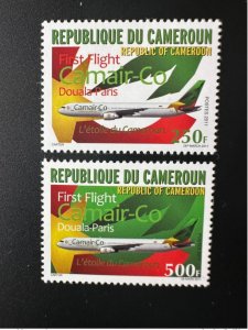 Cameroon 2011 Mi. 1266 - 1267 First Flight Douala-Paris Camair-Co airplane plane-