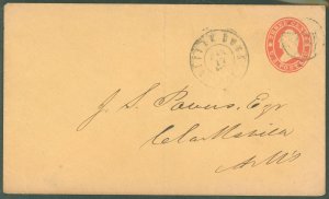 US  Little Rock Arkansas 17 Mar 1861 to Clarksville Arkansas.  Use of star die envelope (Scott #U27) 2 months before secession.