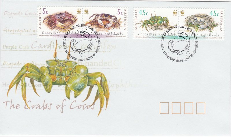 Cocos Islands # 333-334, Crabs of Cocos Islands, First Day Cover