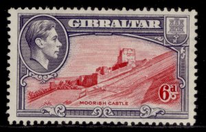 GIBRALTAR GVI SG126b, 6d carmine & grey-violet, M MINT. Cat £11. PERF 13 