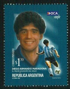  FOOTBALL Calcio - ARGENTINA: MARADONA !!  Francobollo Privato 2002