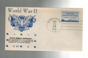 1943 USA Patriotic Cover Washington DC WW II United nations Conference UN