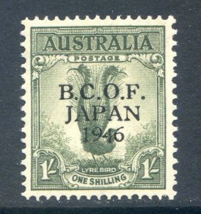 Australia 1/- Grey Green SGJ5 Mounted Mint BCOF Japan 1946 Overprint