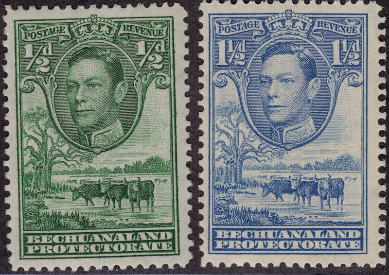 BECHUANALAND Scott # 124 MLH, 126 MNH King George VI (2 Stamps) -4