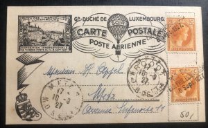 1927 Luxembourg Postcard Cover To Metz France Philatelic Exhibition Grand Duche