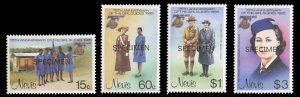 Nevis #423-426S, 1985 Girl Scouts, set of four overprinted Specimen, never hi...