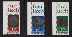 Liechtenstein  #654-656  1978  MNH  coins   2nd series