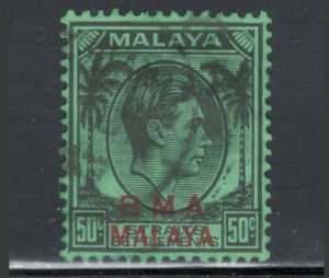 Straits Settlements 1945 King George VI BMA Overprint 50c Scott # 267 Used